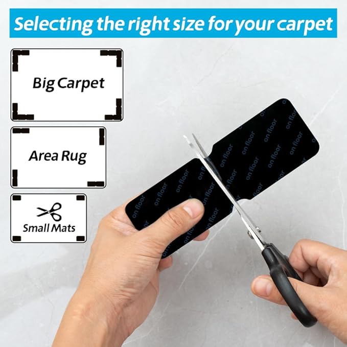 Rug Gripper for Hardwood Floors: 24 PCS No Damage Rug Tape - Anti Slip Rug Grips for Area Rugs – Secure Carpet Tape for Wood Floors, Safe & Strong Hold