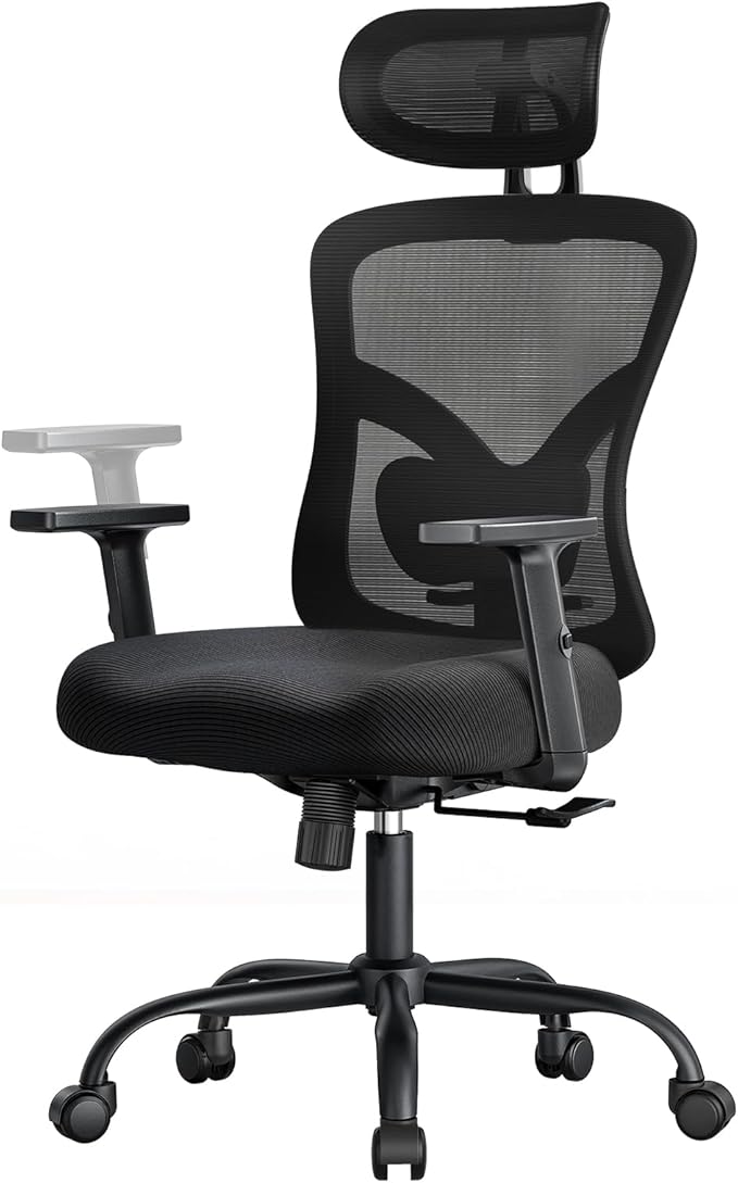 Marsail Ergonomic Office Chair Ergonomic Gaming Chair with Lumbar Support, 2D Headrest, Adjustable Armrests, Contoured Sea...