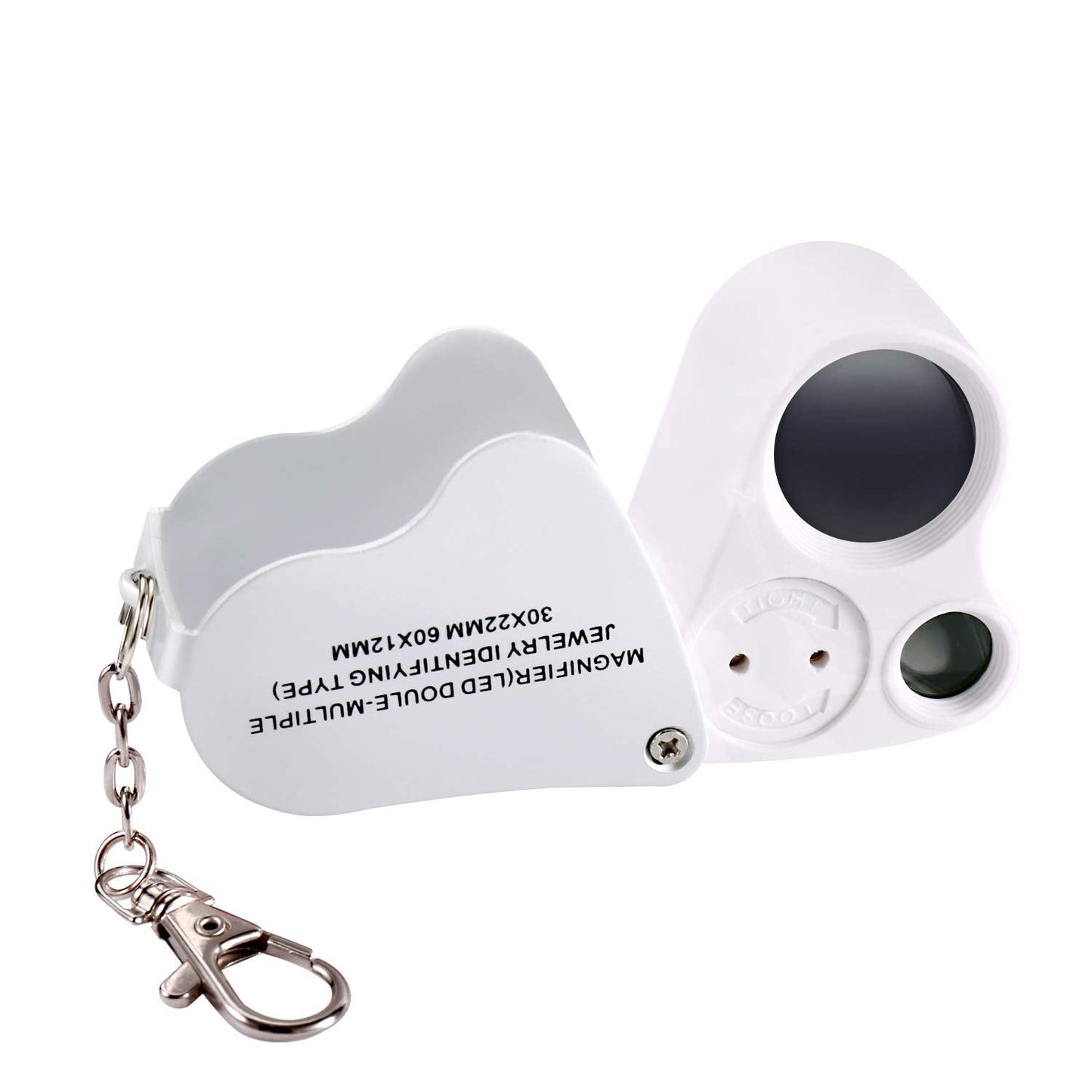 Jiusion Portable Lighted Led Illuminated Jewelry Magnifier 30X 60X Wearable Handheld Dual Lens Eye Loupe Magnifying Glasses Micr