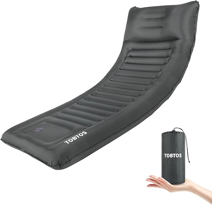 TOBTOS Inflatable Camping Sleeping Pad with Pillow, Thick 6 Inch Ultralight Sleeping Pad with Built-in Pump, Lightweight S...