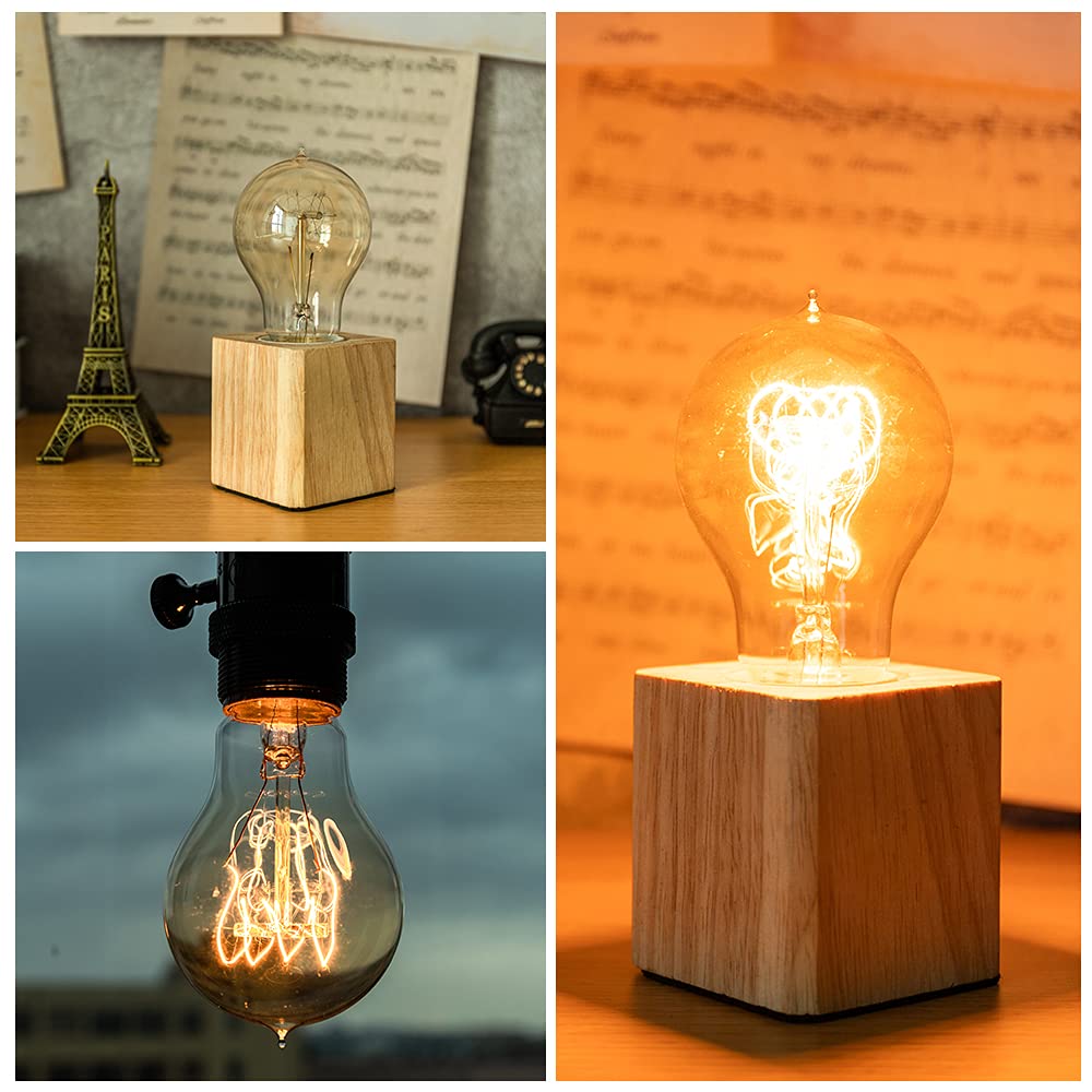 Warm Edison Light Bulbs, 60 Watt A19 Vintage Incandescent Light Bulbs, Dimmable Yellow Old Fashioned Amber Light Bulbs, 2100K Warm White, E26 Base, 6 Pack