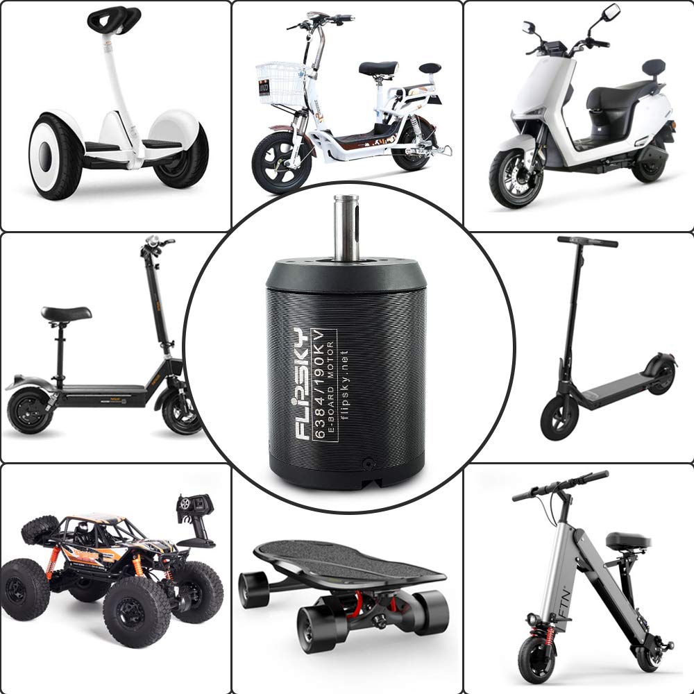 Flipsky BLDC Belt Motor with Pulley 10mm Shaft 6384 190KV 4000W for Electric Skateboard Blushless DC Motor for Electric Bike Sensered Motor for SK8