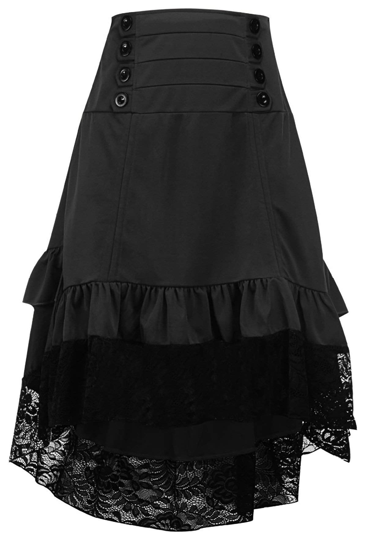Alivila.Y Fashion Womens Steampunk Skirt Victorian High Low Dress 31706-Black-S