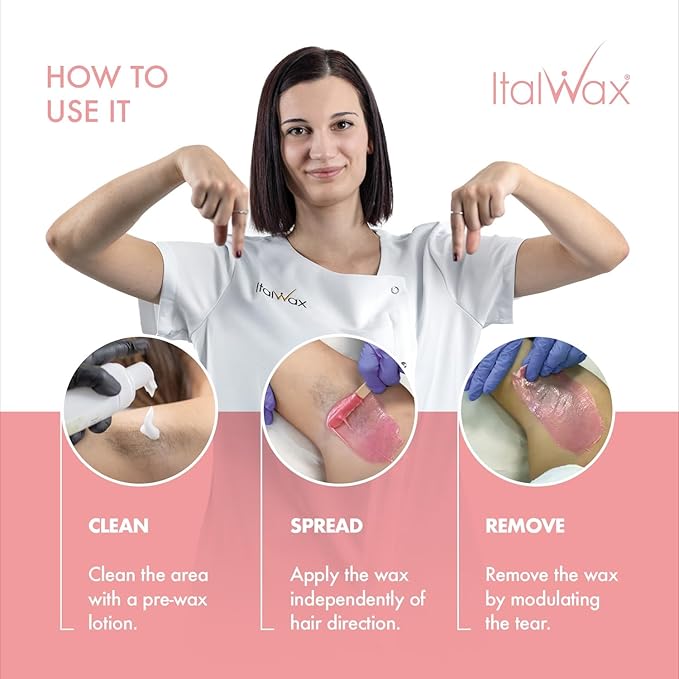 Italwax Top Line Pink Pearl Hard Wax 1.65 lb (750 g) – Semi-Creamy Elastic Wax for Facial Areas – Made in Italy