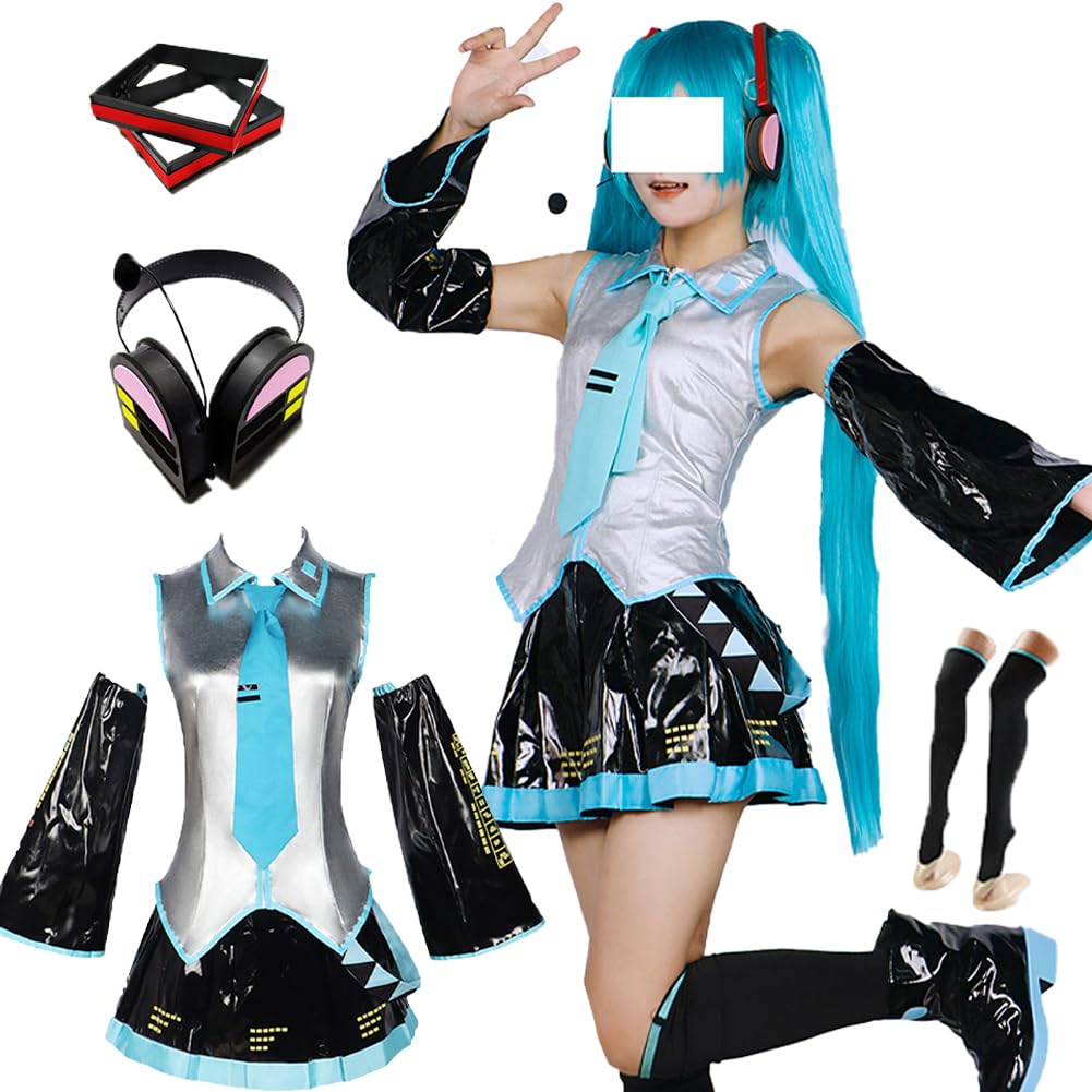 Anime Costume Party Dress Uniform For Women Full Set (Blue, XS)
