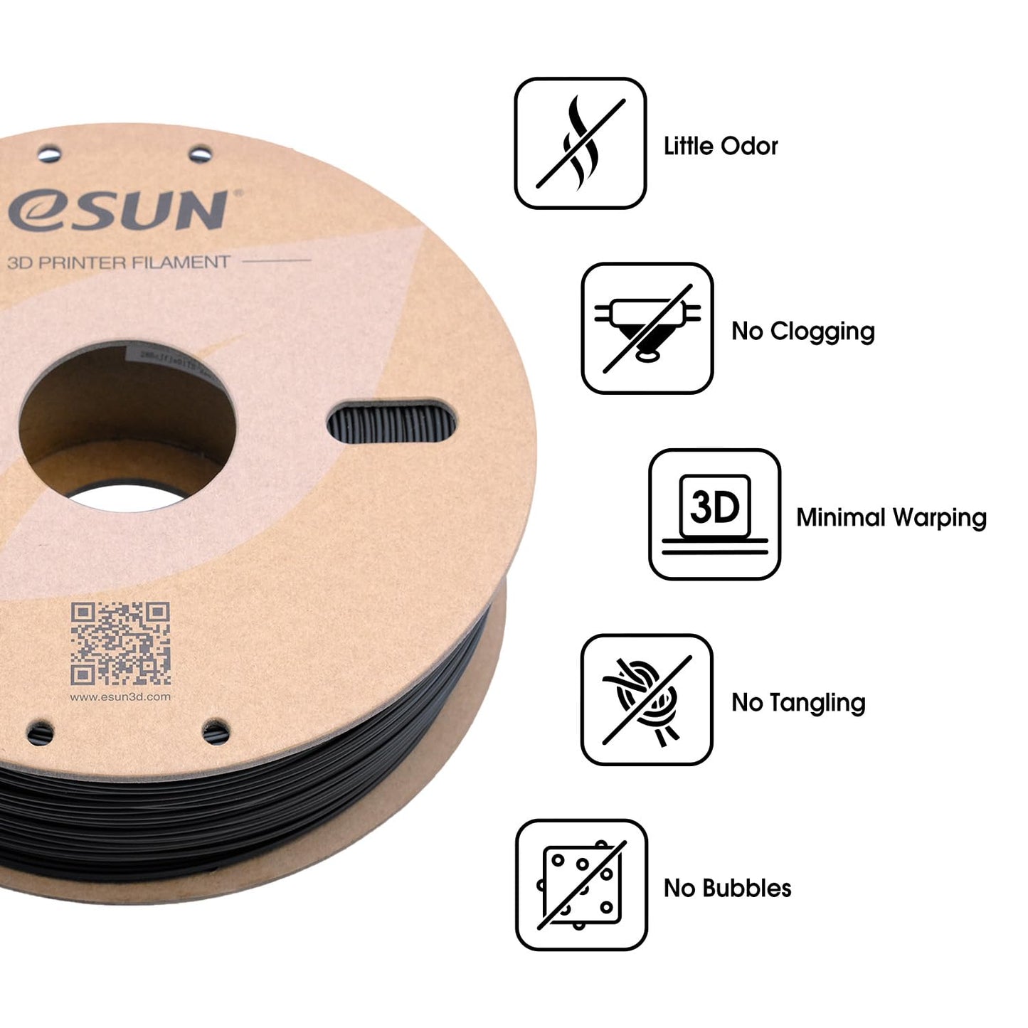 eSUN ABS+ Filament 1.75mm, 3D Printer Filament ABS Plus, Dimensional Accuracy +/- 0.05mm, 1KG Spool (2.2 LBS) 3D Printing Filament for 3D Printers, Black