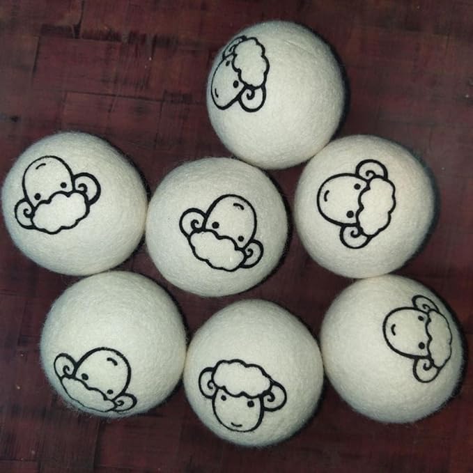 2Pcs Wool Dryer Balls, Natural Fabric Softener, Reusable Laundry Balls for Pet Hair Removal, Static Reducer Alternative, Reduces Wrinkles and Drying Time (5cm)