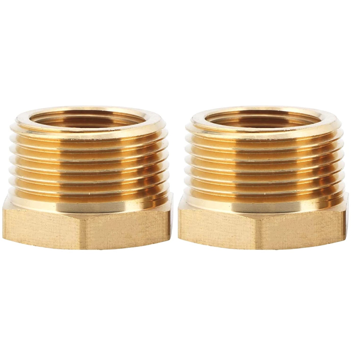 2pcs 1" NPT Male x 3/4" NPT Female Brass Reducer Hex Bushing Threaded Fitting Adapter by CX WONDERLAND