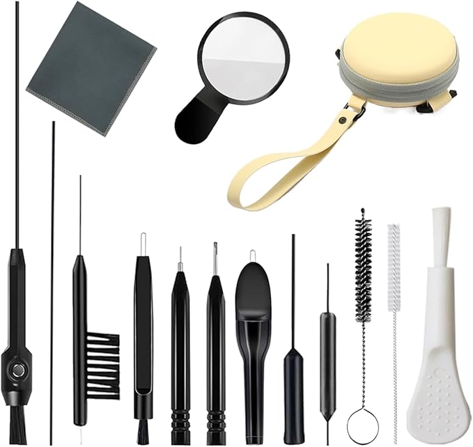 15 Pieces Cleaning Kit Tools for Hearing Aids/Earbuds/Headphones -Including Wax Loop and Magnet - Vent Brush and Carry Case