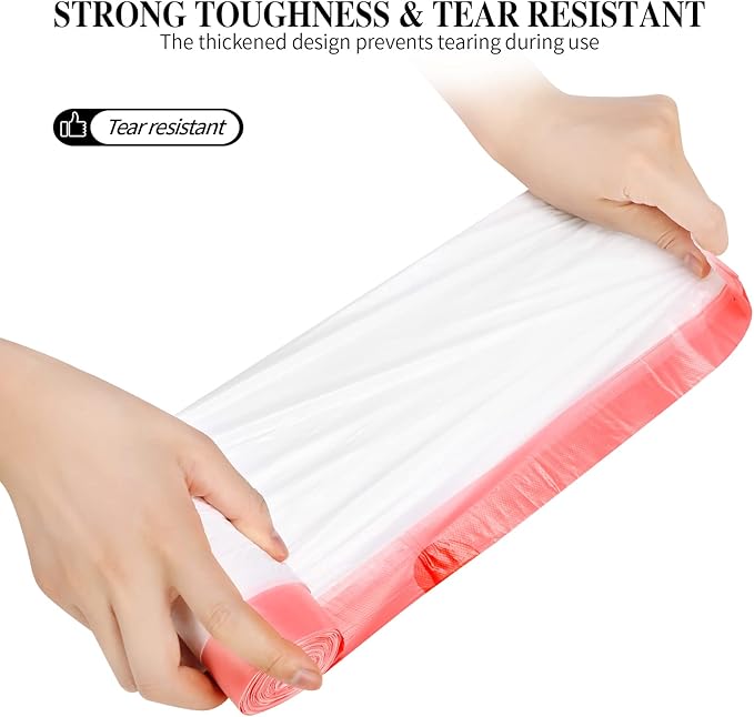 6Rolls Drawstring Small Trash Bags,4 Gallon Thicken Drawstring Small Garbage Bags for Kitchen,Bathroom,Bedroom,Home,Office Trash Cans，120 Counts (White)