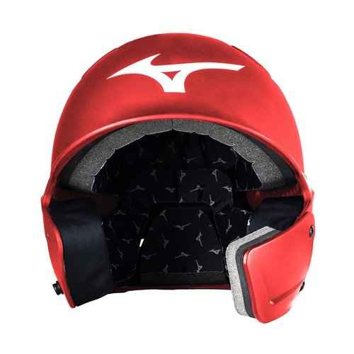 Bundle of Mizuno B6 Youth Baseball Batting Helmet, Red, Youth One Size + Mizuno Batters Face Protector, Red, Right Hand Batter