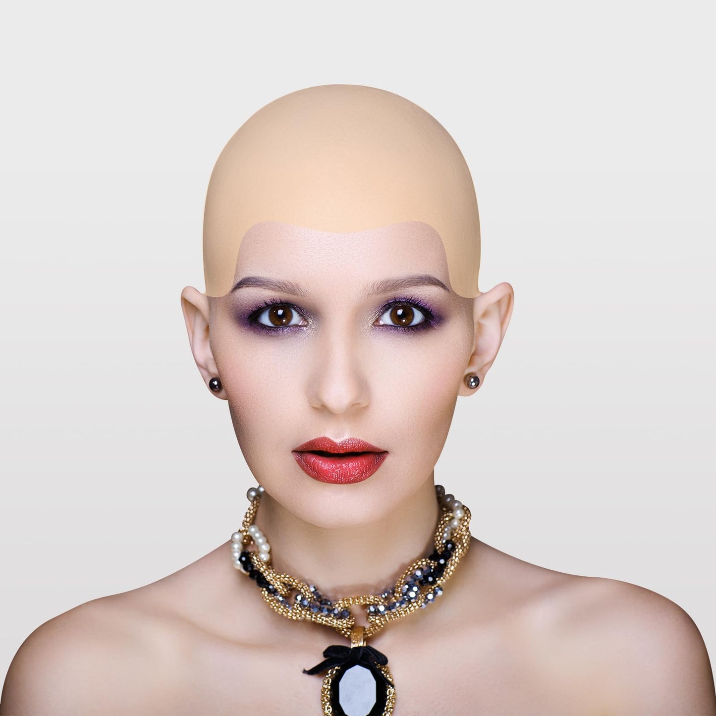 Bouiexye Bald Cap Halloween, 2Pcs Nylon Wig Caps 2Pcs Latex Makeup Bald Cap for Adults Women Men Costume Accessory for Theme Halloween Party Cosplay