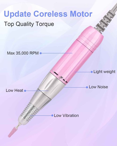 Electric Nail Drill Professional: Rechargeable Nail File with Bits for Acrylic Gel Nails, Professional Nail Drill Manicure Pedicure Polishing Shape Tools for Home Salon