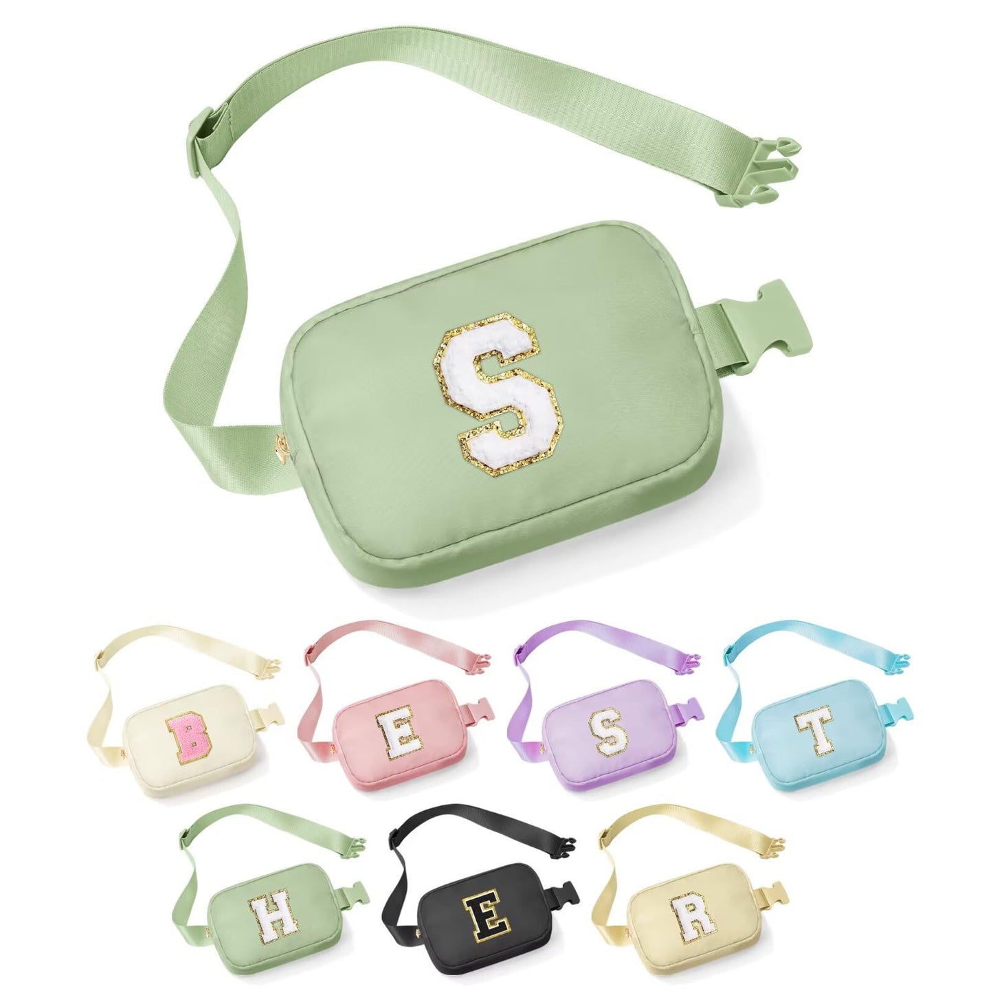 YOOLIFE Birthday Gifts for Women - 30th 40th 50th 60th 70th Birthday Gifts for Mom Daughter Her Friend Sister Girlfriend, Personalized Gifts Christmas Gifts, Initial Belt Bag Crossbody Bags, Green S