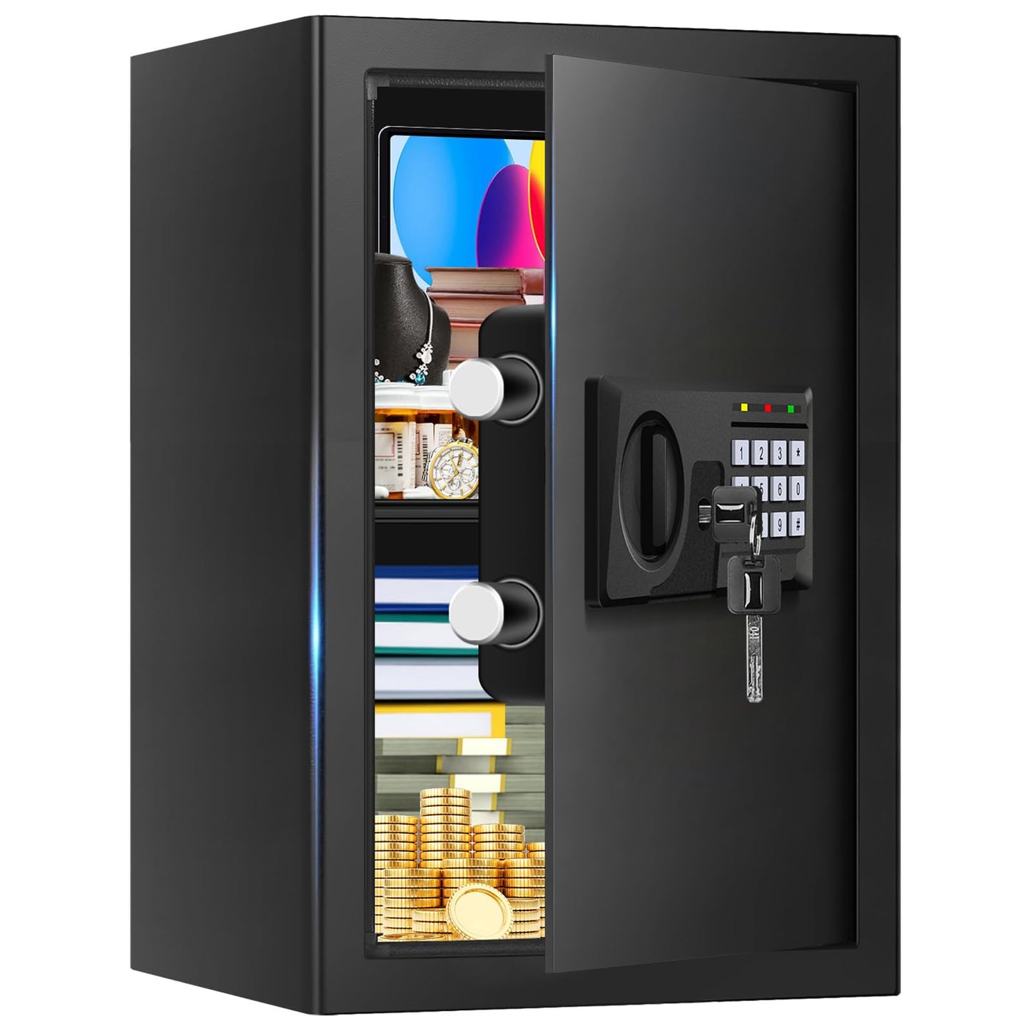 3.3 Cuft Large Fireproof Safe for Home, Home Safety Box Fireproof Waterproof with Electronic Keypad and Spare Keys, Anti-theft Digital Security Safe for Money Firearm Medicine Valuables