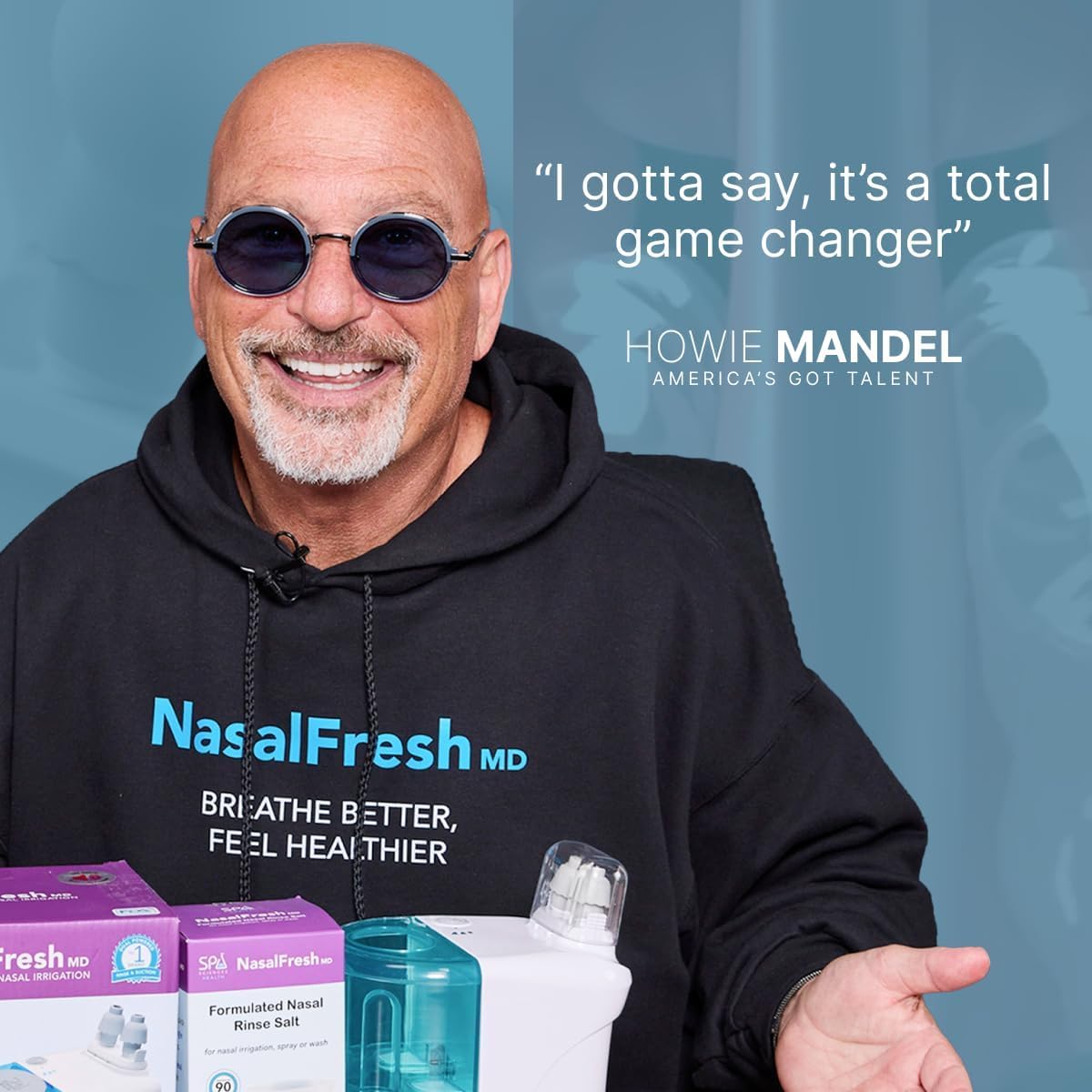NASALFRESH MD - Dual Powered Nasal Irrigation System Nasal Rinse and Wash - Sinus Decongestant Relief System w/ 30 Saline Packets - Rechargeable - 2 Sets of Nose Pillows - Snoring Remedy