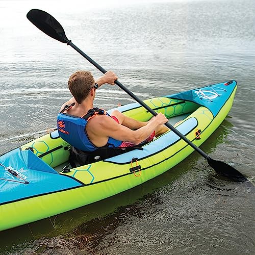 HO Sports Beacon Inflatable Kayak with Hand Pump, Adjustable Paddle & Carry Bag - Ergonomic High-Back Seat with Storage Ho...