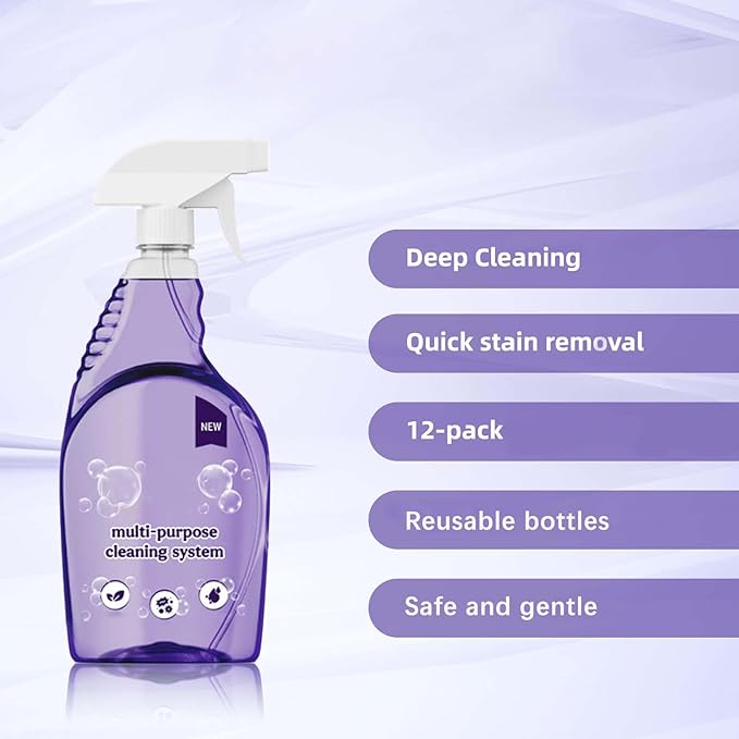Clean Spray Cleaner for Ovens, Spray Oven Cleaner, Multi-Surface Cleaners with Concentrated Cleaning Tablets, Multi Purpose Cleaning for Ovens, for Kitchen,Bathroom (1 Bottle+12 Pcs)