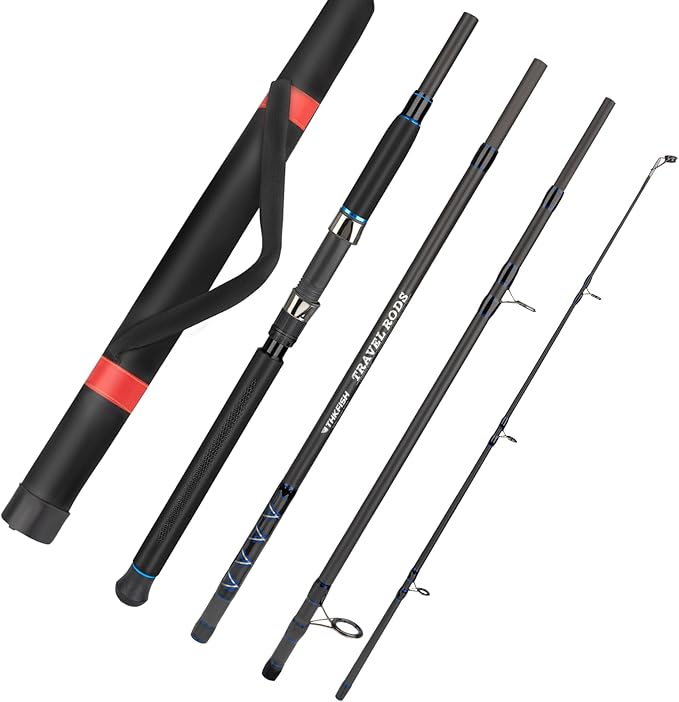 THKFISH 4 Piece/5 Piece Saltwater Travel Rod, Heavy Spinning Fishing Rod Portable Travel Surf Rod Carbon Fiber Saltwater B...