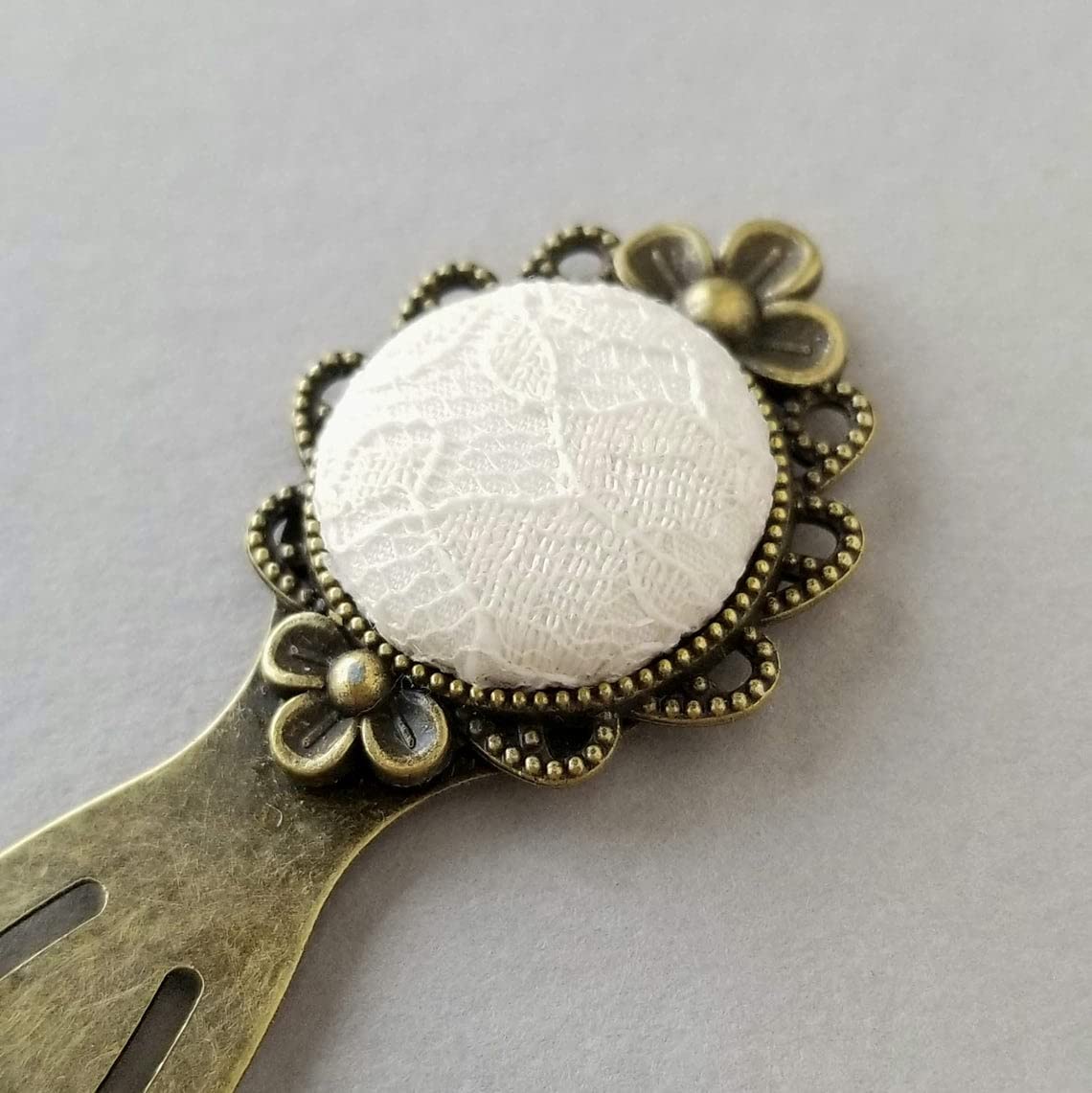 Vintage Inspired Bookmark, Unique Wedding Anniversary Gift (White)