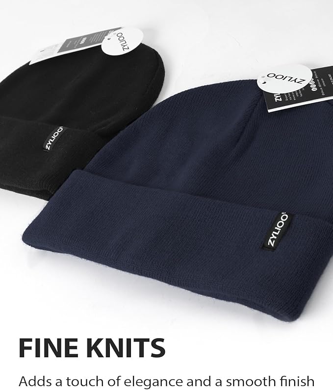 Zylioo Oversize Beanie Hats, XXL Big Size Ribbed Knit Cuffed Winter Hat for Cold Weather, Warm Skull Watch Cap