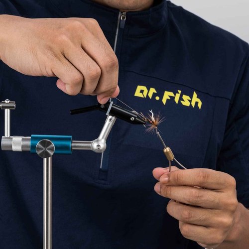 Dr.Fish Complete Fly Making Kit with Travel Case, Alloy Aluminum Rotary Vise, Adjustable Jig Vise