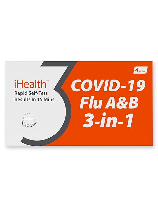 iHealth COVID-19, Flu A&B 3-in-1 Antigen Rapid Test, Results in 15 Minutes, FDA Authorized OTC Flu & COVID Home Test, with...