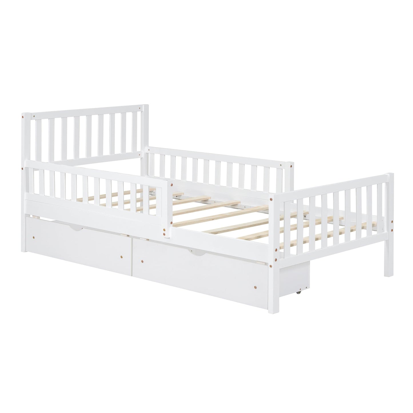Bellemave Twin Bed Frames with Storage Drawers for Kids, Twin Bed with Rails, Twin beds Frame for Boys/Girls/Adults, White
