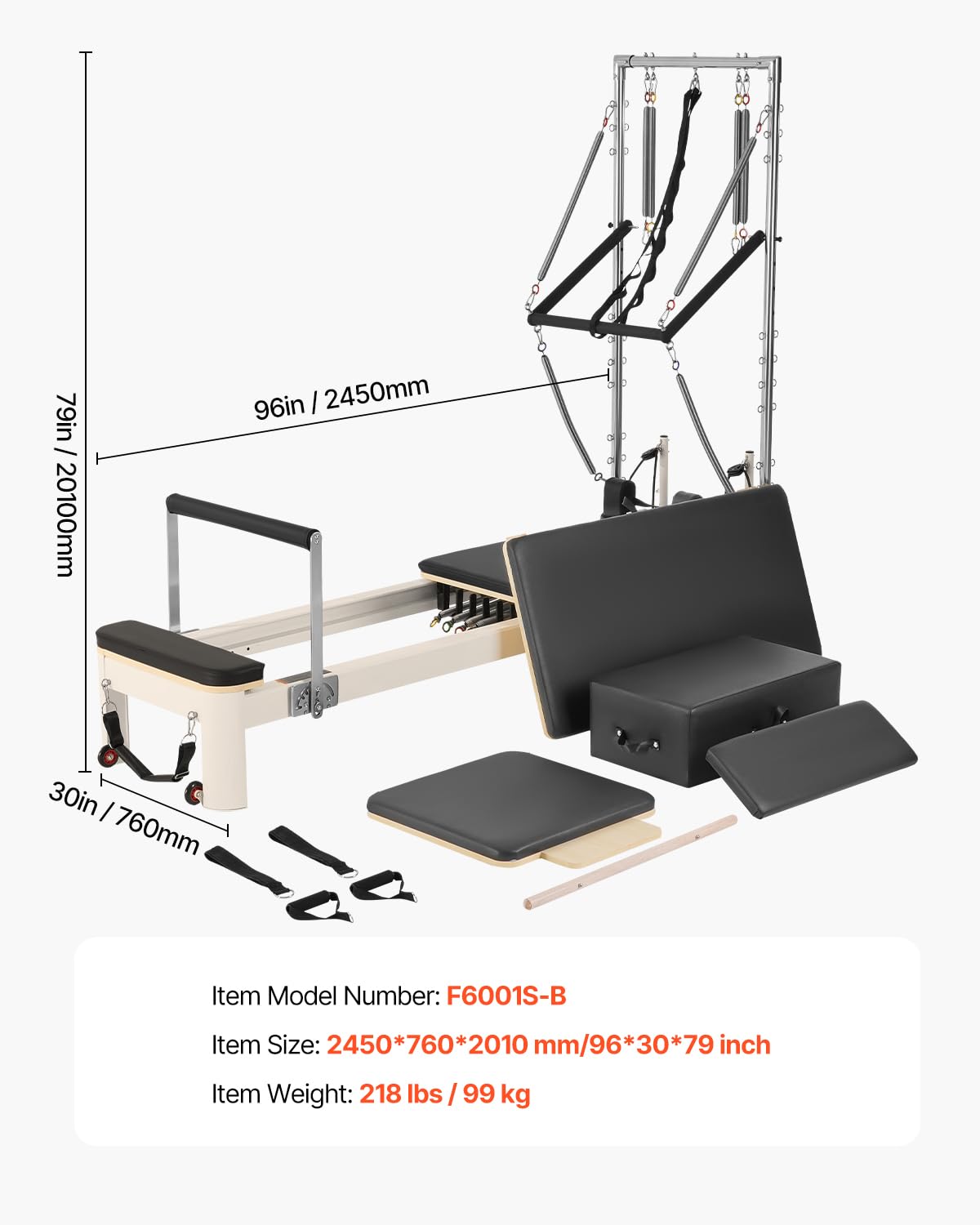 VEVOR Pilates Reformer, Pilates Machine for Home Gym Studio Use, Strength Training Workout Equipment with Dual Resistance, Reformer Box, and Jump Board, for Advanced Users and Beginners, Up to 400 LBS
