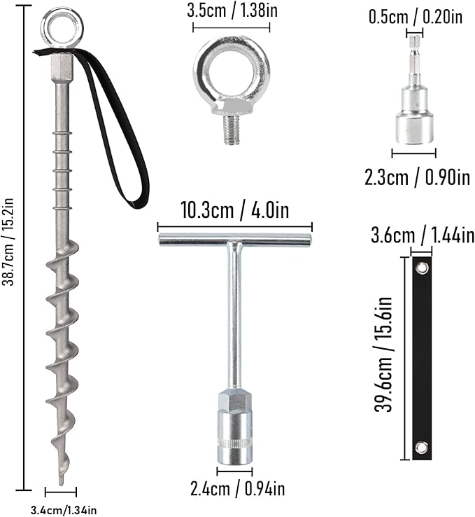 Keltrion 8 PCS Screw in Tent Stakes for Women Men Ground Anchors for Sand, Trampolines, Camping - Aluminium Heavy Duty Rust Prevention Pegs Spikes Drillable Threaded Anchor Stake - Silvery 14 inch