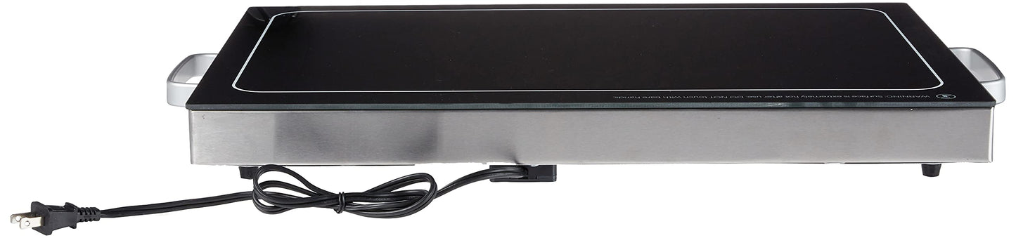 Megachef Electric Warming Tray with Adjustable Temperature Control, 24 in, Silver, Black