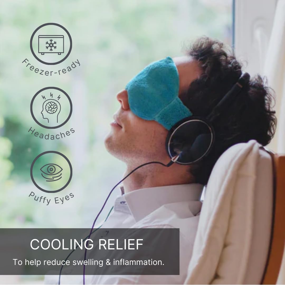 Sinus Relief Mask - Moist Heat for Allergy Pressure - Cold or Warm - Microwavable Ice Pack for Migraine Headache Pain, Self Care Spa Gifts, Relaxation, Weighted Sleep Mask, Eye Pillow, Men or Women