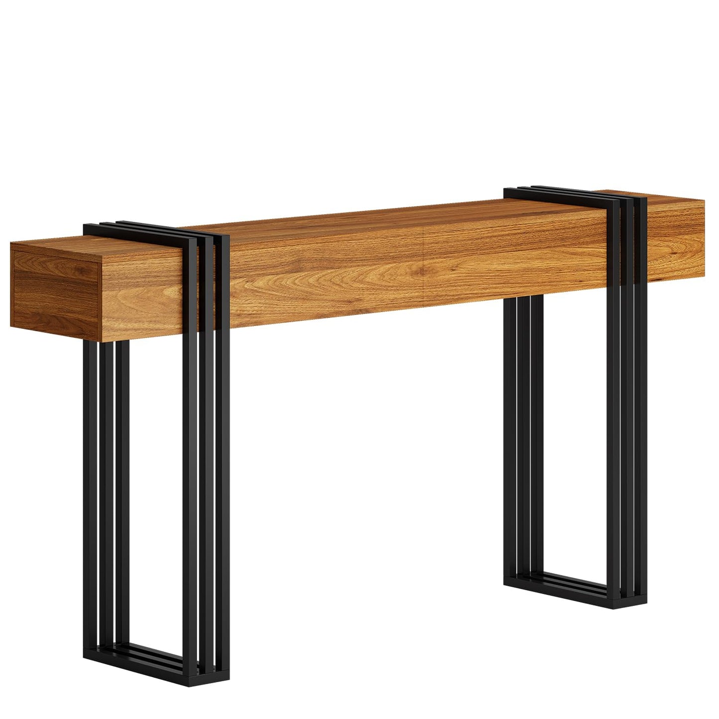 knoworld 63 Inch Long Console Table, Industrial Sofa Table Behind The Couch Rectangular Entryway Table for Entrance Hallway Living Room, Brown