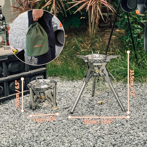 ONLYFIRE OUTDOOR LIVING Portable Camping Stove with Storage Bag, Foldable Propane Gas Stove Multi-fuel, Camp Stove for Pat...