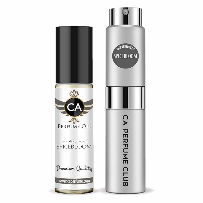 CA Perfume Duo Impression of Spicebloom For Men Perfume Layering Set Mens Cologne Long Lasting Travel Size EDP + Body Oil Roll-On Bottle 0.27 Fl Oz+0.33 Fl Oz