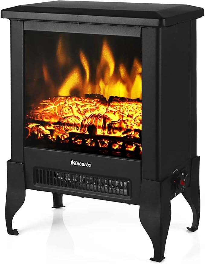 TURBRO Suburbs TS17 Compact Electric Fireplace Stove, 18” Freestanding Stove Heater with Realistic Flame - CSA Certified -...