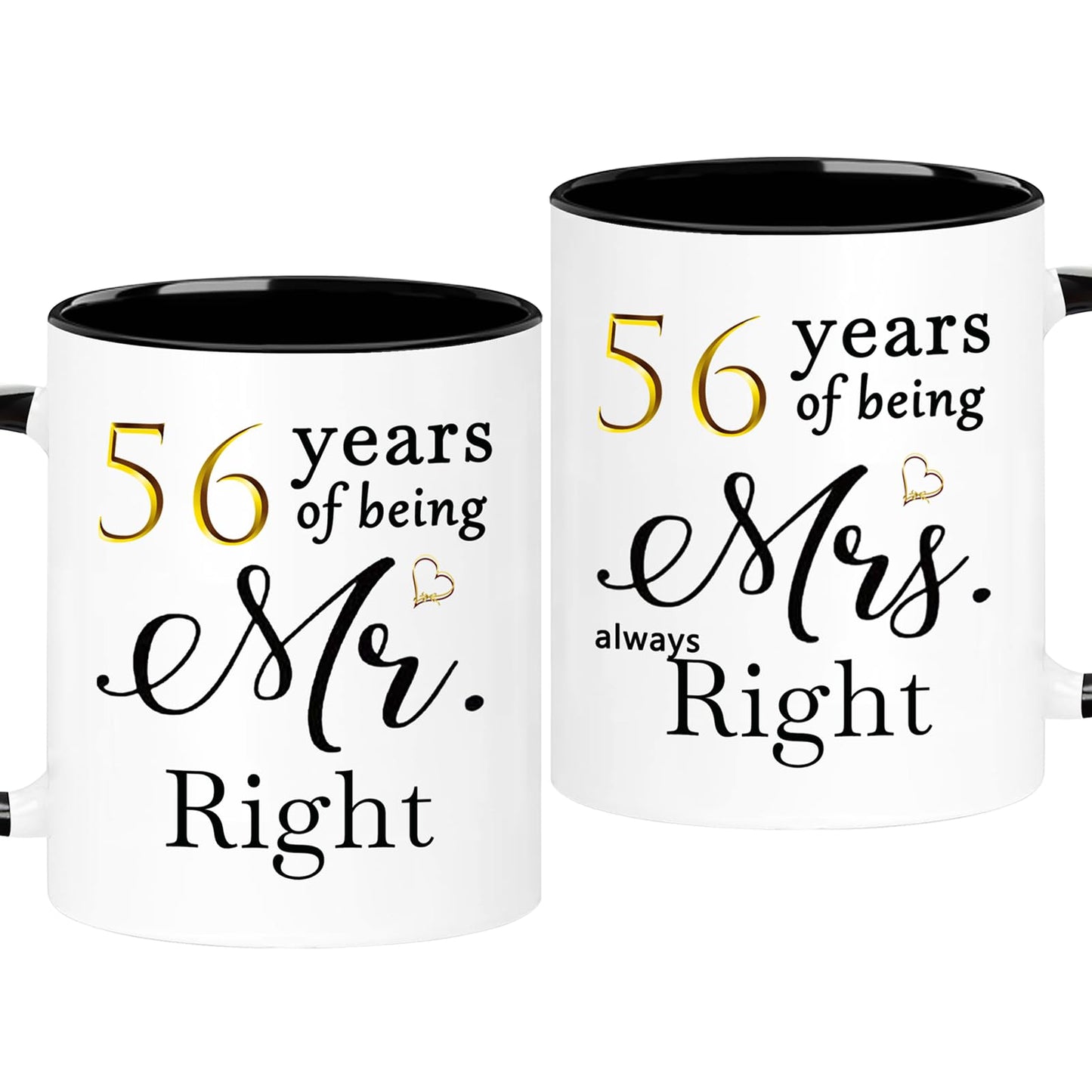WOSIWULA 56 Year Anniversary Birthday Coffee Mugs Set of 2, 56th Wedding Anniversary Decorations Gifts for Couple Grandparents Parents Women Men Wife Husband Her Him, 56th Birthday Gifts, 11oz