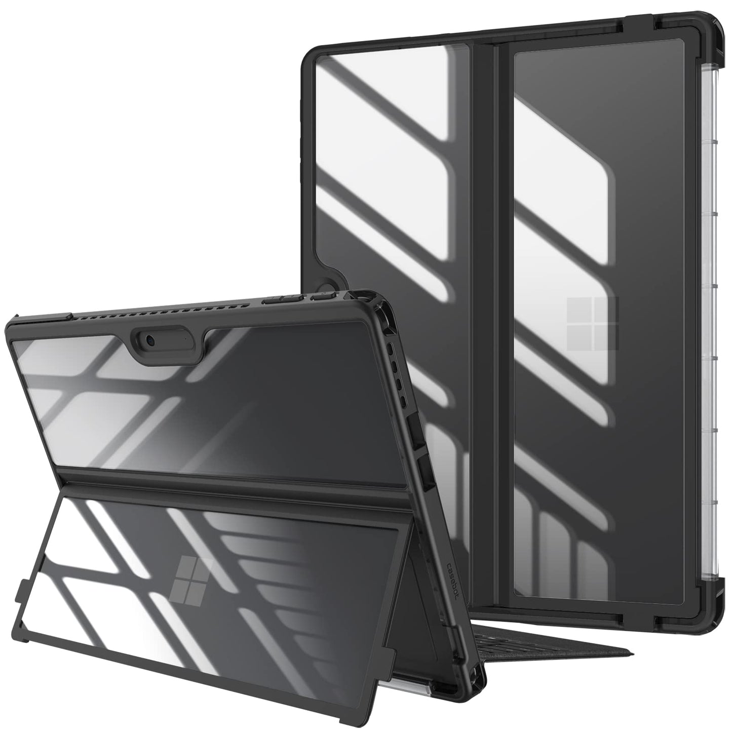 Fintie Hard Case For 13 Inch Microsoft Surface Pro 11/10/9 - Shockproof Folio Rugged Cover With Clear Transparent Back Shell Com