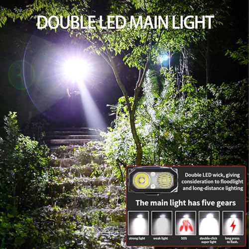 Ciwuzxs EDC Tactical Flashlight DT007, Compact 7 Mode Pocket LED Flashlight - 1500LM, USB-C Rechargeable Digital Display, ...
