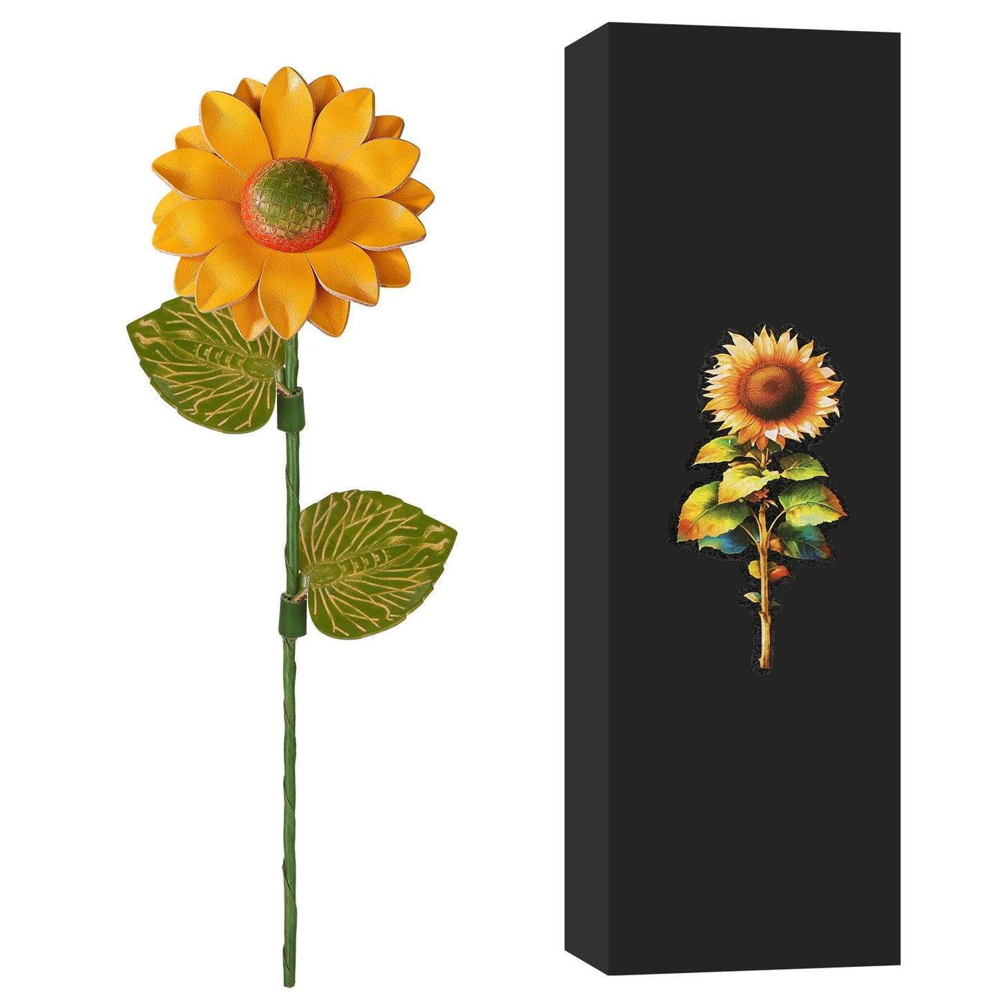 Rimvoe Genuine Leather Sunflower 3rd Year Anniversary Keepsake for Her Him, Leather Gifts for 3 Year Anniversary