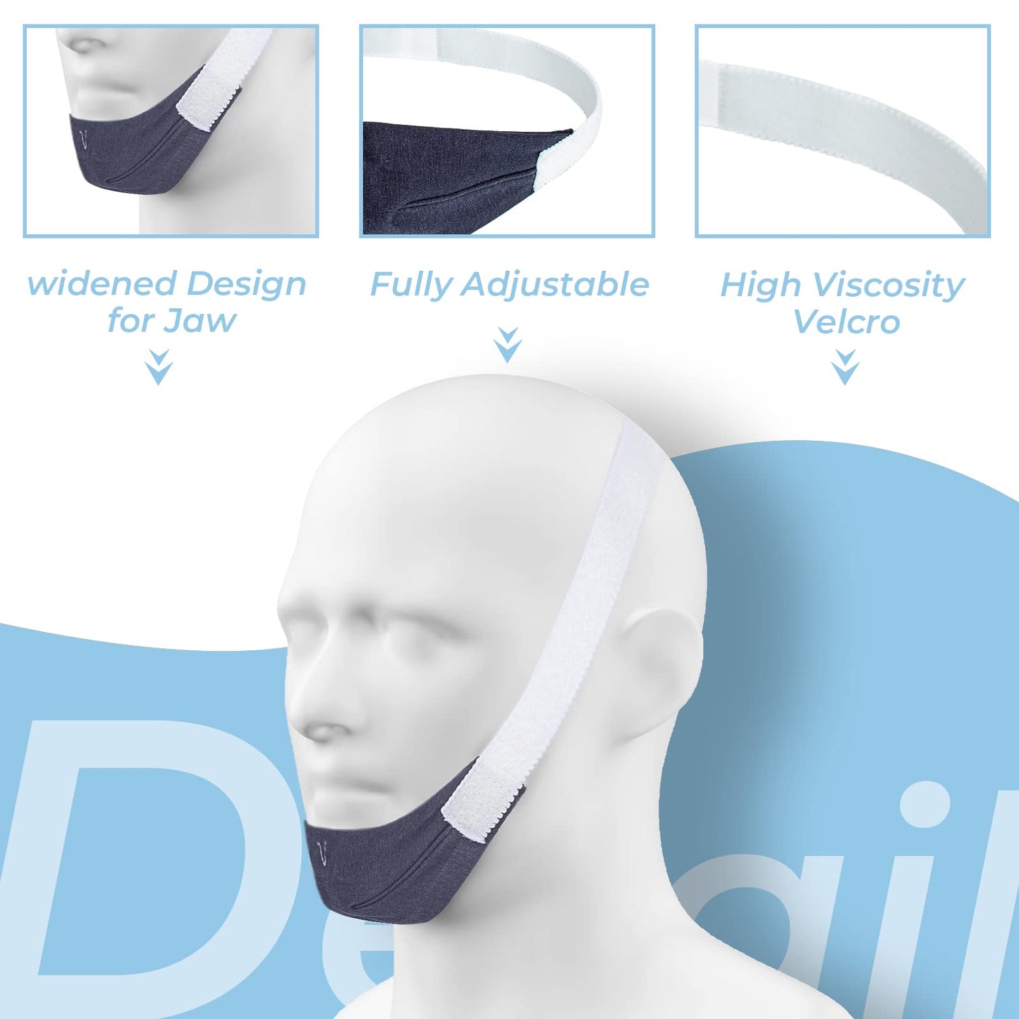 Chin Strap Replace for ResMed, Adjustable Ventilation Chin Strap to Keep Mouth Closed and Reduce Air Loss, Anti Snoring Chin Straps for Men Women (2 Pack)