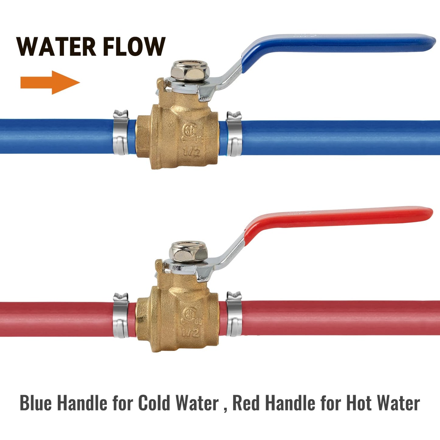 SUNGATOR 10-Pack Pex Ball Valve 1/2 Inch, Full Port 1/4 Turn Crimp 1/2" Pex Shut Off Valve for Hot and Cold Water, UPC Certified
