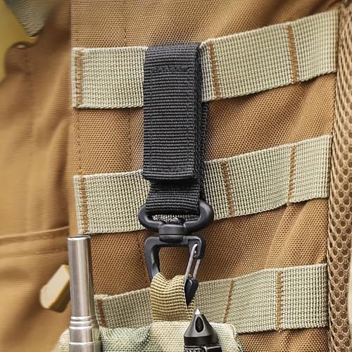 Tactical Key Ring Chain D-Ring Snap Clip Carabiners Keychain Keeper Buckle Hanging Hooks Holder Gear Light Weight