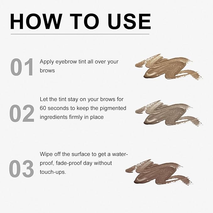 QueenDiary Eyebrow Stain Long Lasting Eyebrow Makeup Smudge-proof Eyebrow Gel Waterproof Transfer-proof Vegan Cruelty-free Eyebrow Gel (Brunette)