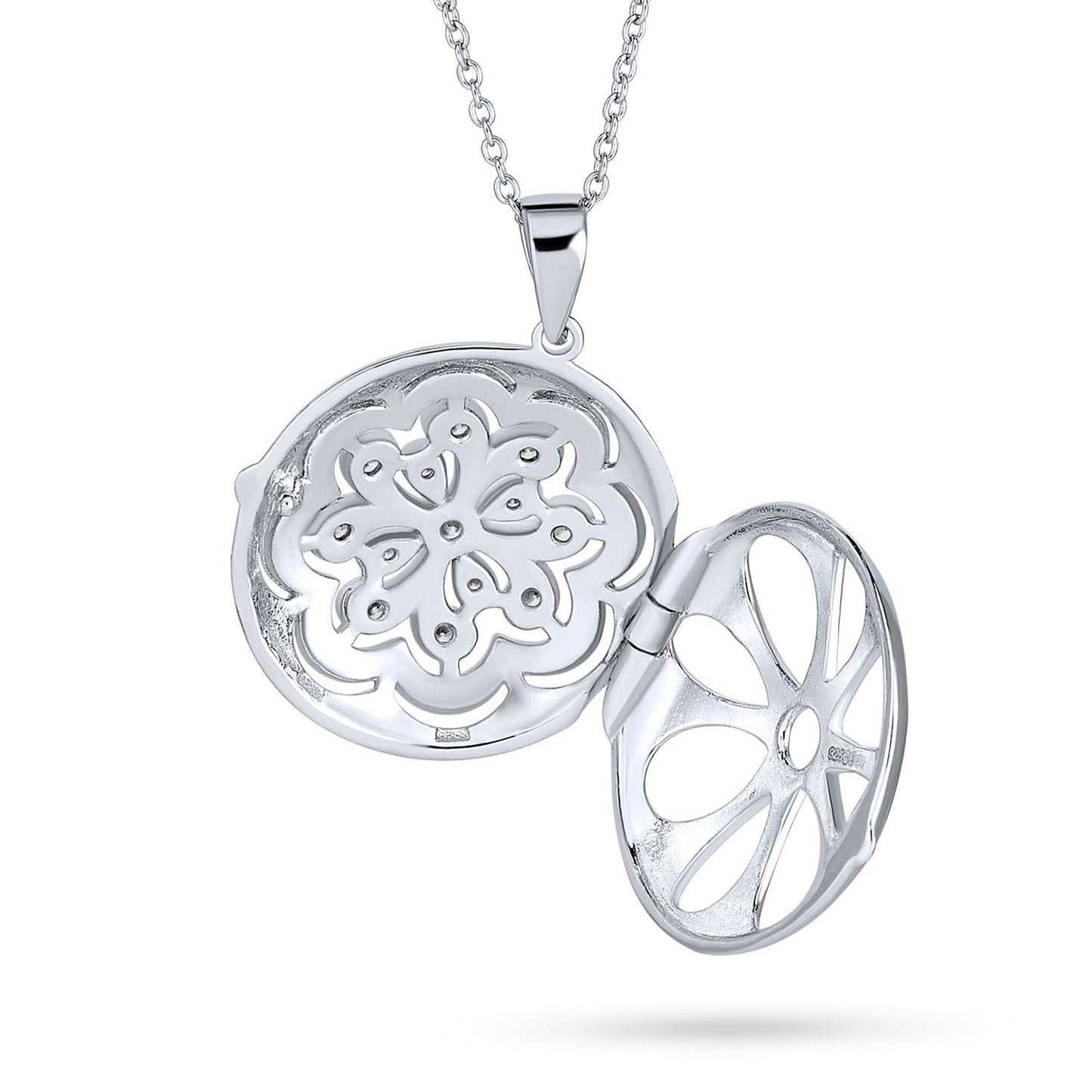 Bling Jewelry Vintage Style Filigree Flower Round Circle Aromatherapy Essential Oil Perfume Diffuser Keepsake Photo Heart Shape