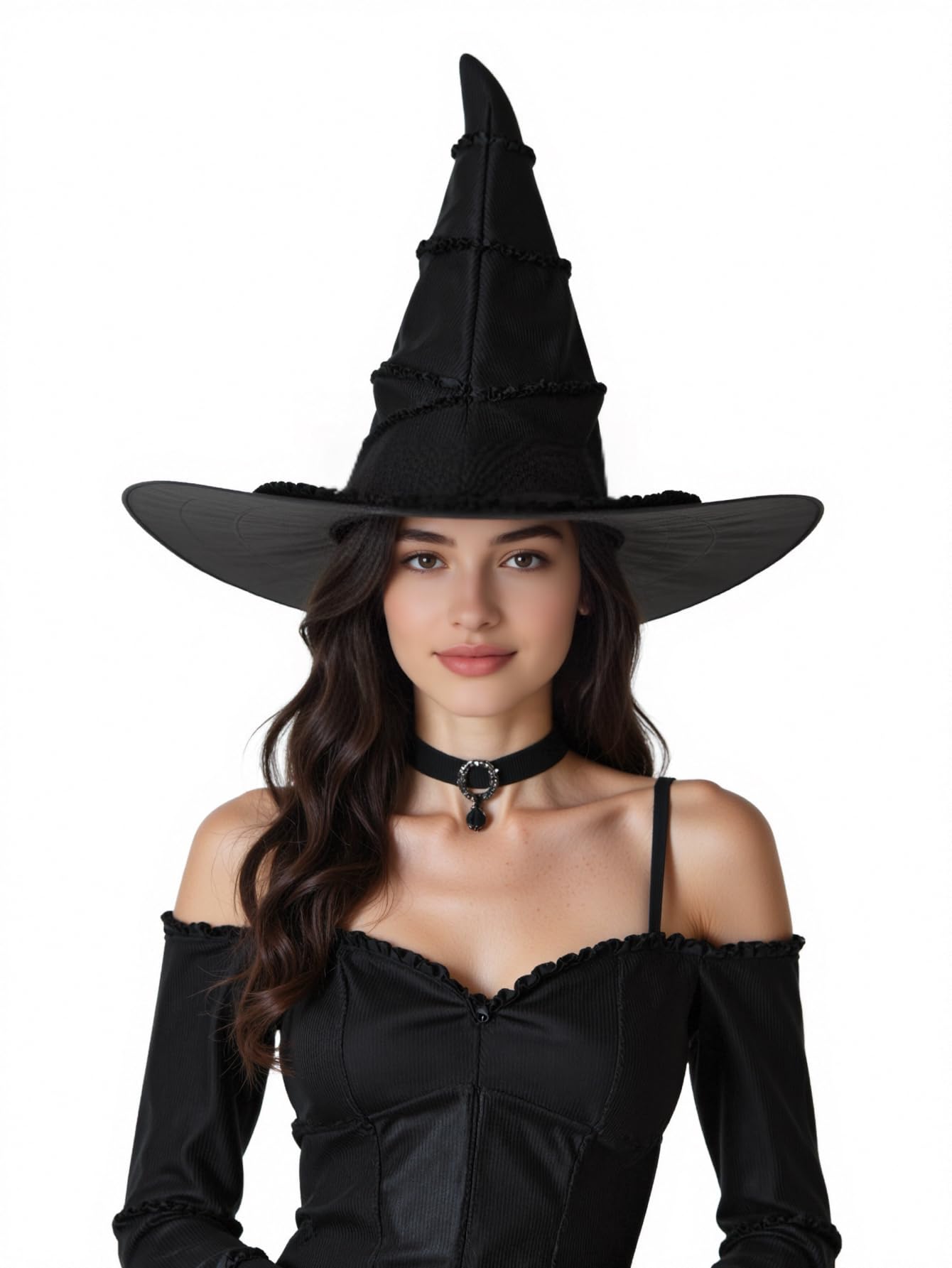 HOMELEX Wicked Women Black Witch Hat Adult Halloween Cosplay Wizard Costume Accessories