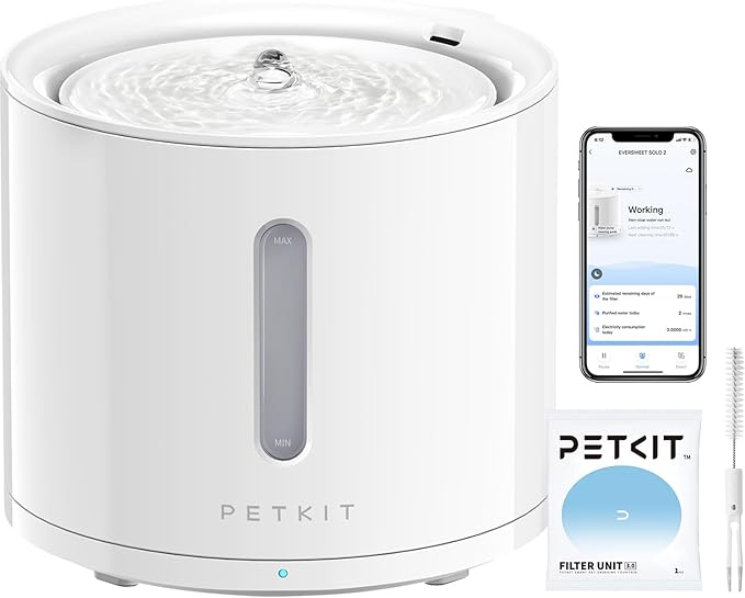 PETKIT EVERSWEET Solo 2 Cat Water Fountain with Pump, Ultra Quiet 70oz/2L Pet Water Fountain for Cats and Dogs Inside, 3 W...