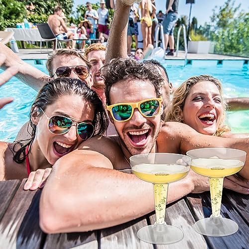 FVIEXE 100 Pack Plastic Champagne Coupe Glasses, Disposable Plastic Party Champagne Glasses, 4 Oz Clear Cocktail Martini M...