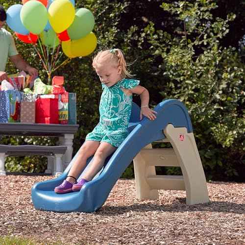 Step2 Play & Fold Junior Slide, Kids Indoor/Outdoor Play Slide, Backyard Playground Set, Easy Grip, Wide Ladder, Outside Jungle Gym, For Toddlers 1.5-4 Years Old