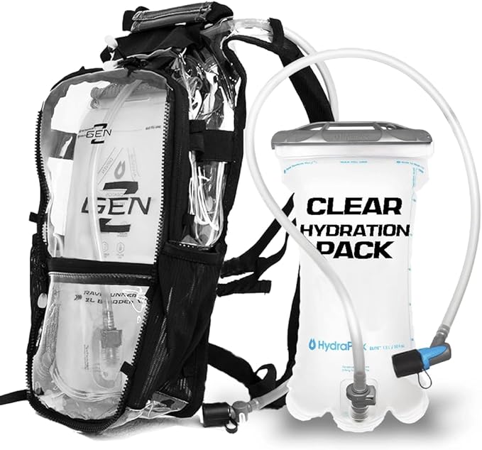 RAVERUNNER® Anti-Theft Hydration Backpack | Festival Approved Rave Backpack for Concert Goers, Leak-Free Festival Water Ba...